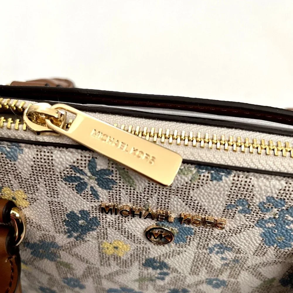 NWT $300 Michael Kors Cindy Large Dome Satchel Crossbody – Floral MK Logo Print - Picture 7 of 11